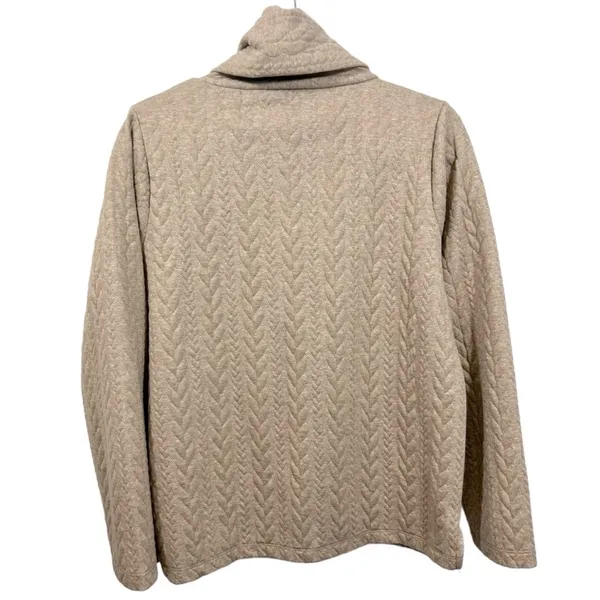 J. Crew Cable Knit Cowl Neck Top‎ Tan Size Medium Preppy Neutral Minimalist Cozy - Image 2