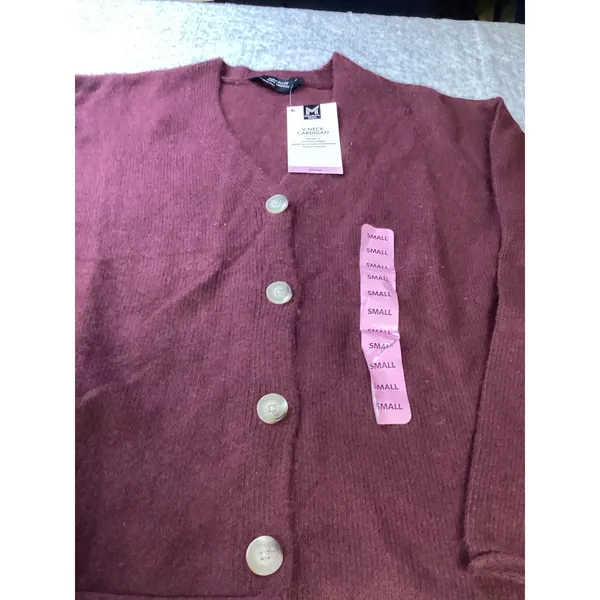 Member's Mark Womens V-Neck Cardigan Burgundy Wine‎ Relaxed Fit Soft Knit Small - Image 2