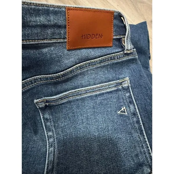 Hidden side slit midi denim skirt Medium Blue - Image 5