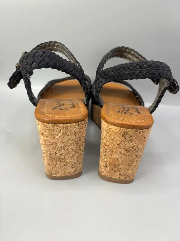 Blowfish Malibu Aric Sandals Women 8M Black Cork Sole Wedge Heel Square Toe - Image 4