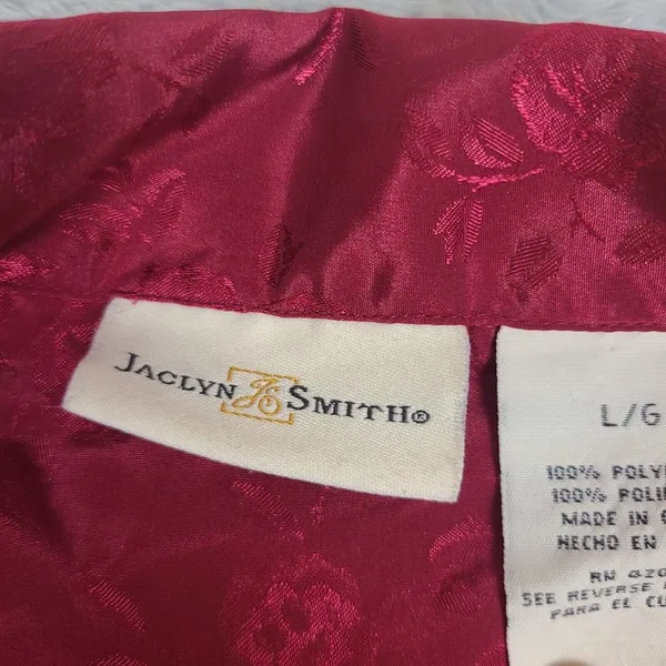 Vintage Jaclyn Smith Poppy‎ Red Pajama Top Blouse with Rose Motif Size Large - Image 2