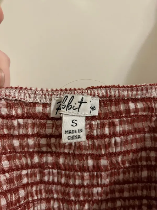 Twist Front Gingham Cropped Puff Sleeve Shirt - Image 2