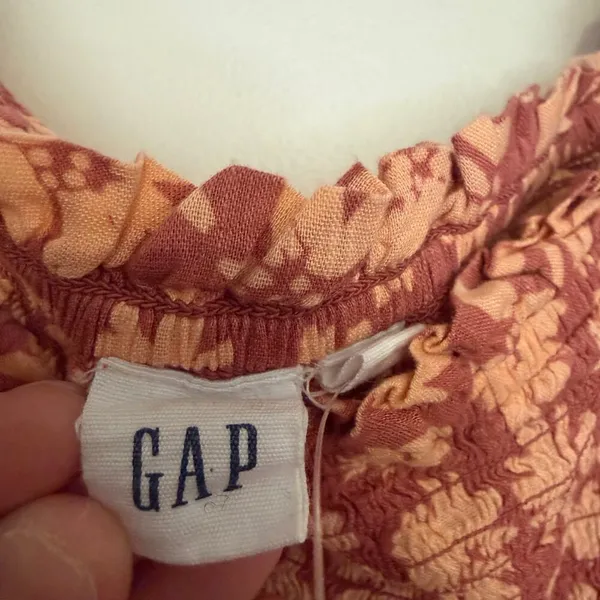 Gap Floral Ruched Puff Sleeve Boxy Square Neck Blouse Top Cotton Blend Size‎ XXL - Image 4