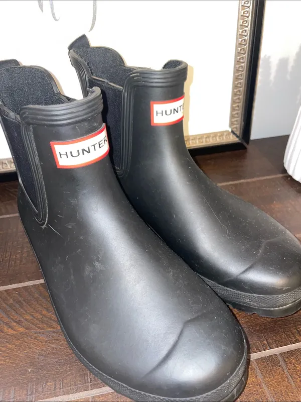 Hunter Original Black Short Chelsea Rain Boots Size 7 - Image 12