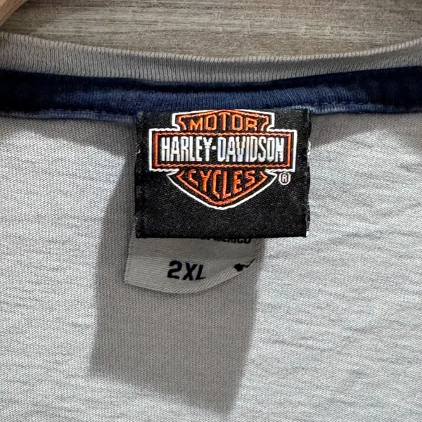 1467 | Harley Davidson Tie Dye Long‎ Sleeve V-Neck Top Cartersville GA Women 2XL - Image 5