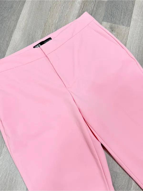 Zara Mid Rise Crop Ankle Trouser Dress Pants Pink Size 6 Office Career Chino - Image 4
