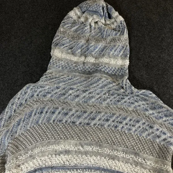 Abercrombie & Fitch Blue Striped Knit Hoodie Sweater XS/S Boho Pullover - Image 12