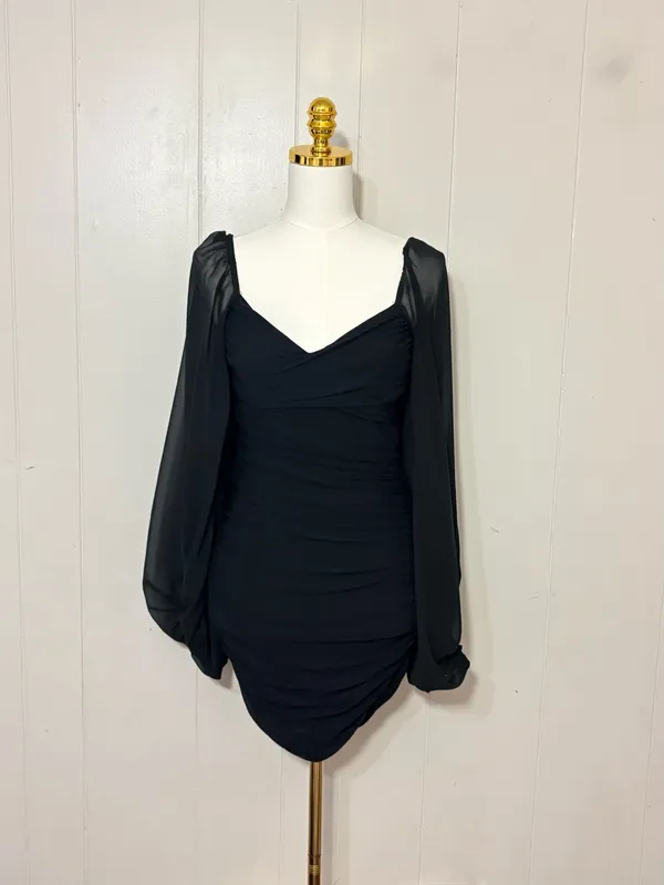 Hello Molly Expected Beginnings Ruched Mini Dress Black Size M - Image 3