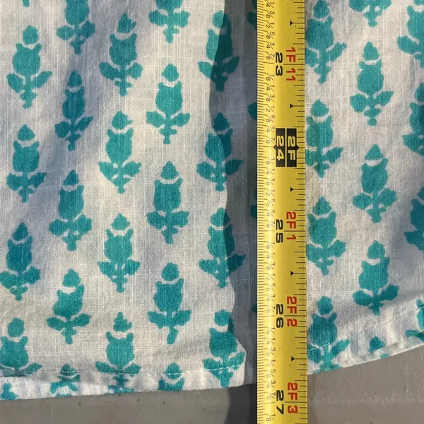 J. Crew Women's Teal Blue White Cotton Thistle Print Popover‎ Size Small - Image 6