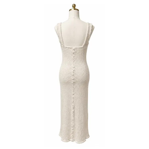 Rachel Pally Janna Ribbed Knit Sweater Dress in Oatmeal Bodycon, Size L - Image 5