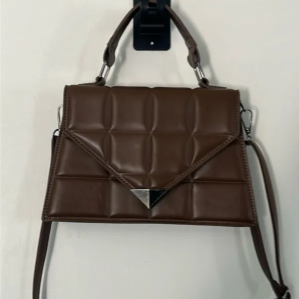 Fashion Rhombus brown‎ quilted crossbody shoulder bag - Image 4