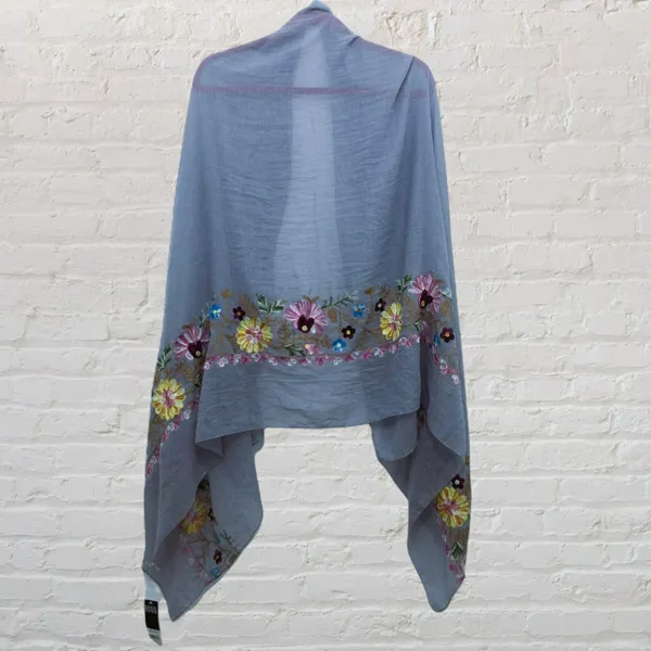NWT Bijoux Terner Embroidered Floral Border Scarf / Wrap Shawl - Image 2