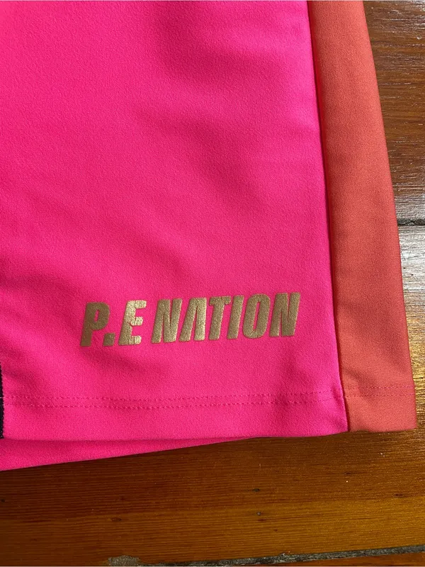 P.E Nation Flyaway Colorblock Bike Shorts Knockout Pink Sz S 💛🎀 - Image 4