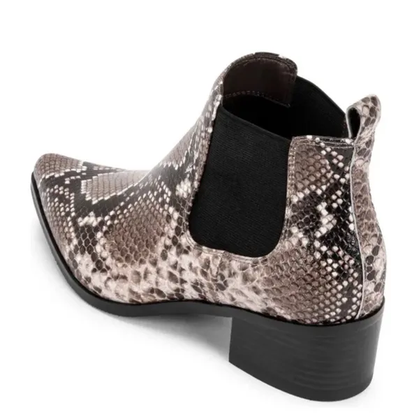 BLONDO Emelia Waterproof Chelsea Bootie In Brown Snake Print‎ Leather Size 8 B57 - Image 4