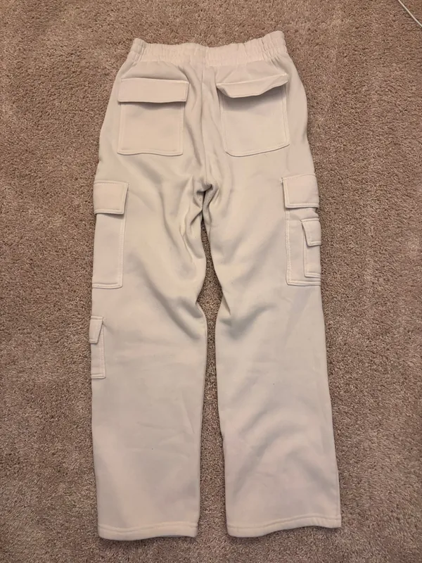 White Cargo Sweatpants Size L - Image 2
