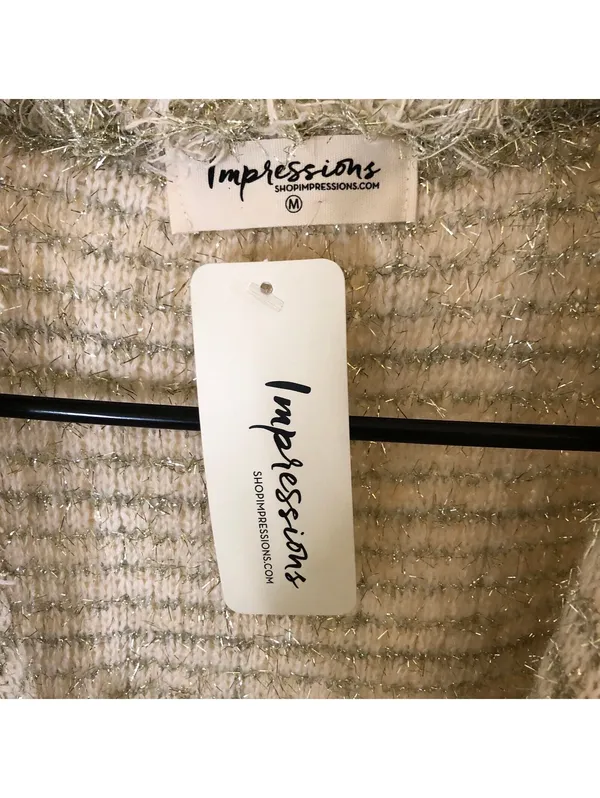 Impressions NWT Women's Prosecco Splash Tweed Boucle Jacket Cream Size M - Image 5