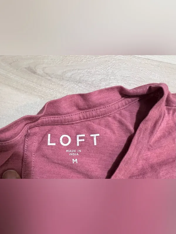 LOFT Women's Pink 100% Cotton Crewneck T-Shirt Short Sleeve Casual Top Medium - Image 6