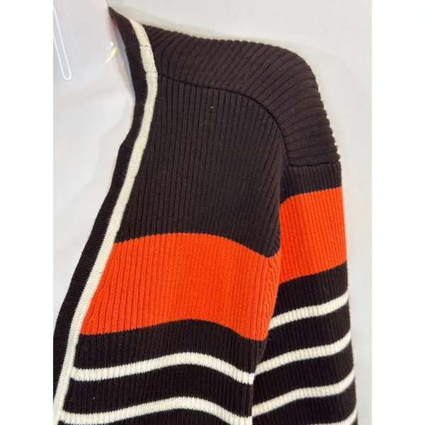 Lauren Ralph Lauren Striped Cardigan Sweater Brown Orange White Women's‎ Large - Image 5