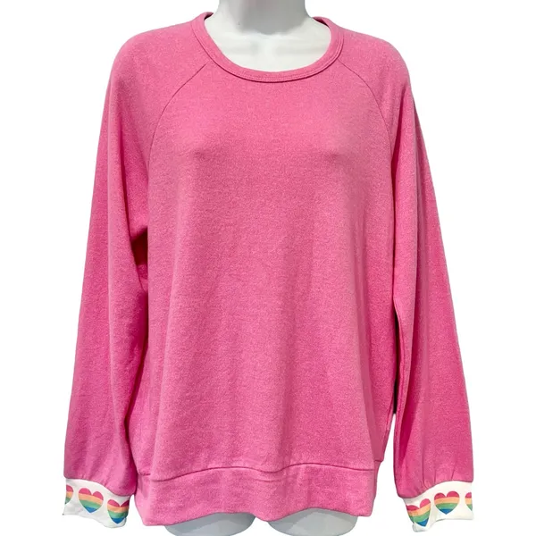 P.J. Salvage Pink Rainbow Heart Long Sleeve Soft Jersey Tee size M NEW Tags - Image 6