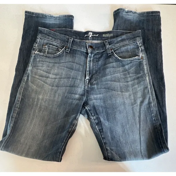 7 For All Mankind Jeans size 33 Blue Austyn Regular Fit Straight Leg Stretch - Image 12