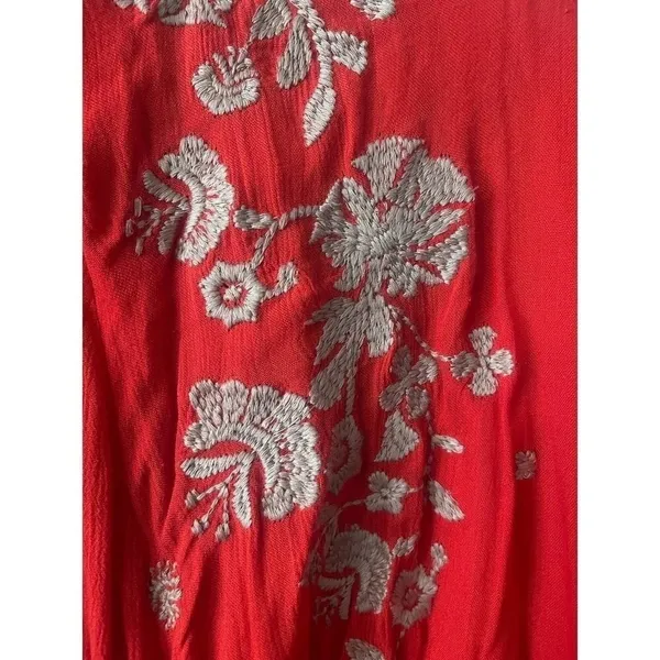 Free People Sweet Tennessee Boho Embroidered‎ Red Festival Dress - Image 9