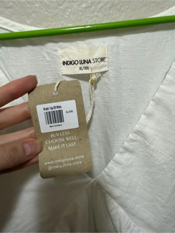 NWT Indigo Luna Mökki Top Off White XL/XXL Boho Lace-Up Slow Fashion - Image 6