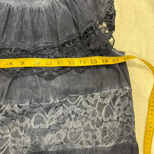 Blue Maxi Dress Large Lace Off Shoulder Boho Cottagecore Romantic Flowy Lace New - Image 5