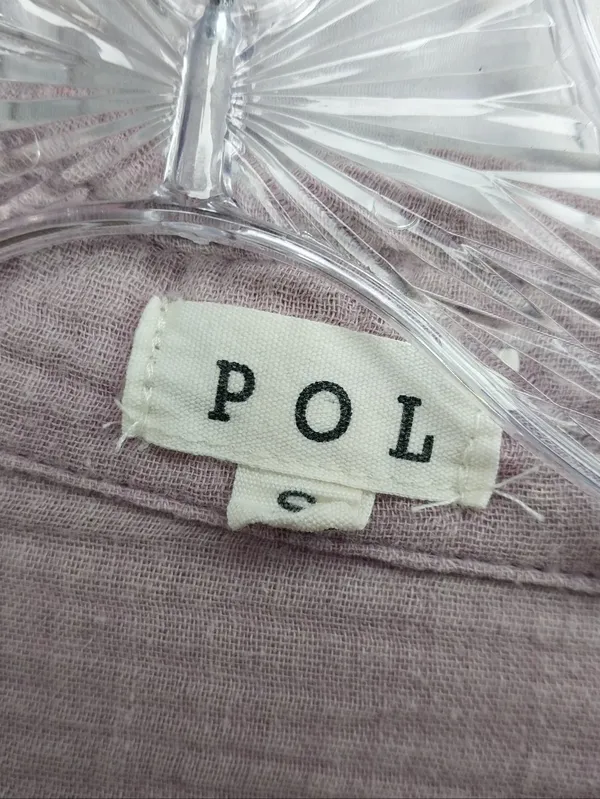 POL Mauve Button-Front Boho Slouchy Festival Top With Crochet Sleeves - Image 3