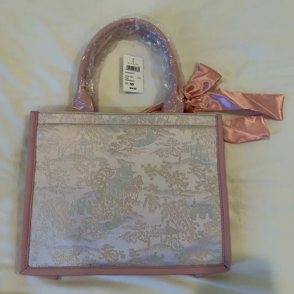 Windsor Embroidered Satin Bow Tote Bag - Image 2