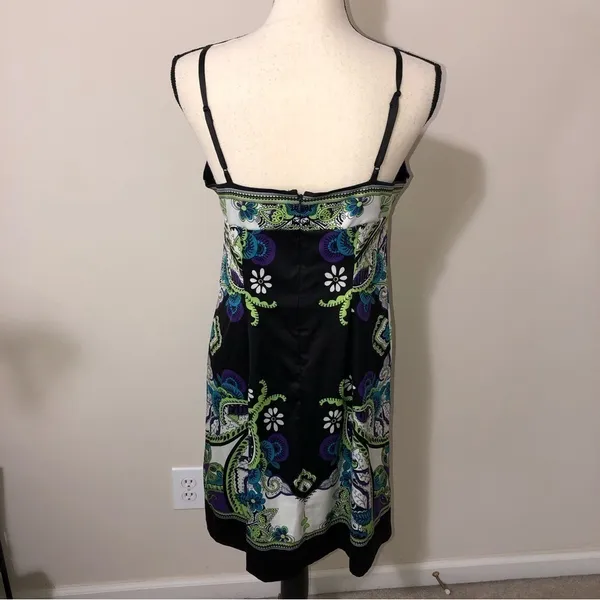 Ice Cocktail Dress Size 10 Vintage Party Silky Adjustable Straps Black Purple - Image 4