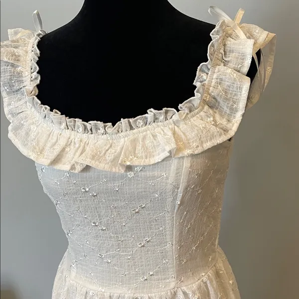 White Ruffled Eyelet Sundress - Women's Dress perfect summer dress - Image 2