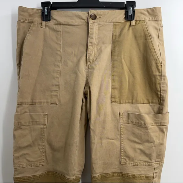 CAbi Captain Pants 4510 Womens 12 Khaki Cargo Patchwork Straight Utility - Image 2