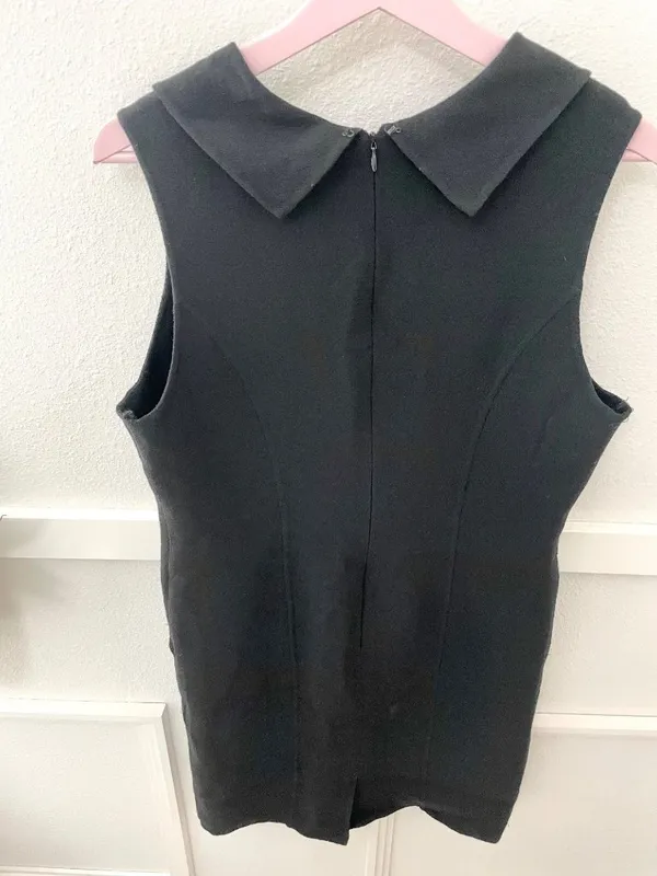 Carolina Herrera Black Collared Knit Dress Size 12 Mod 60's - Image 8