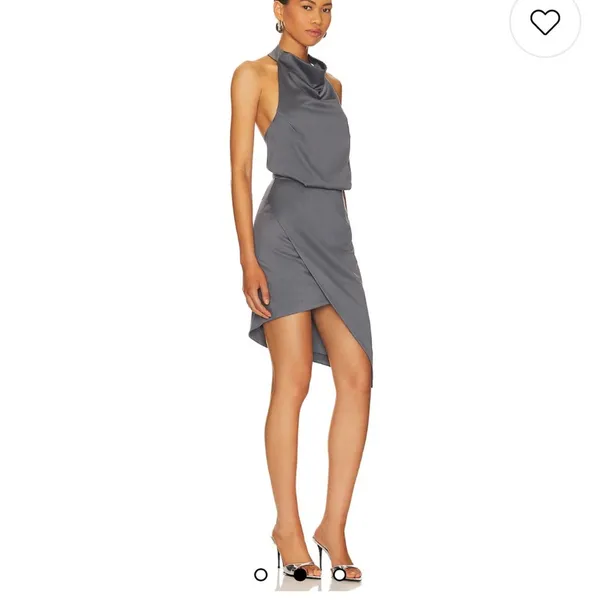 Revolve Elliatt Gray Halter Asymmetrical Special Occasion Dress - Image 2