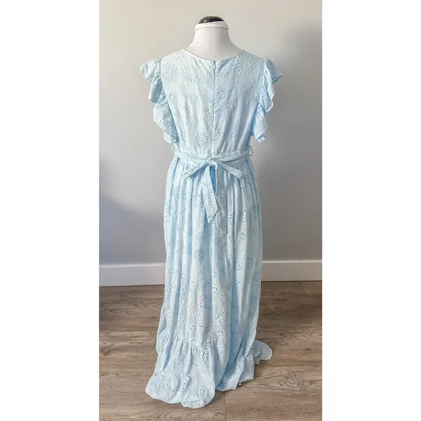 Malibu Bum Baby Blue Eyelet Maxi Dress - Image 7