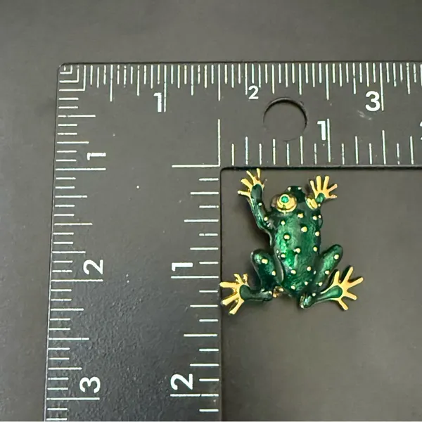 Vintage GIOVANNI Enameled Green Frog Gold-tone Miniature Mini Brooch 9.1g. - Image 12