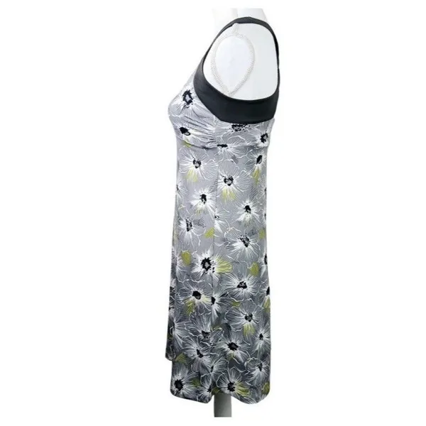Patagonia Morning Glory Floral Dress Sz Small Gray White Stretch Sporty Active - Image 3