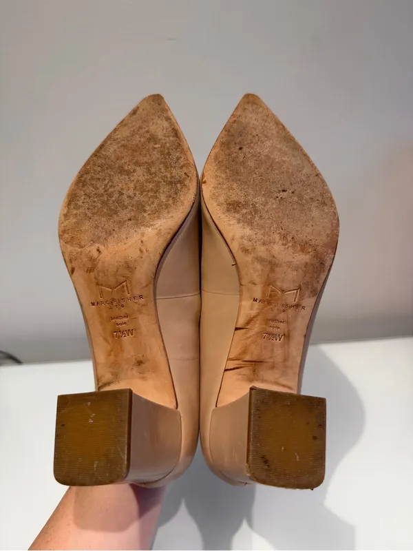 Marc Fisher Nude Block Heels Size 7.5W - Image 6