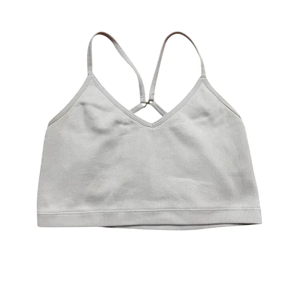 Abercrombie & Fitch Ribbed V-Neck Bralette Off-White Small - Image 3