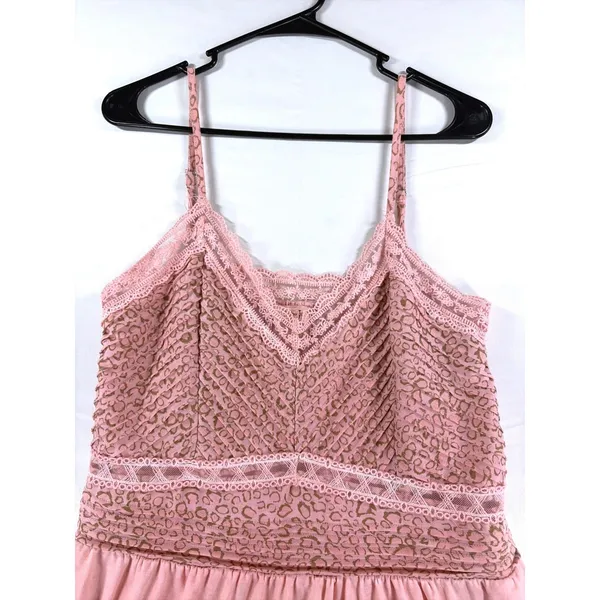POL Pink Leopard Lace Trim Peplum Camisole Top Women's Size Medium - Image 4