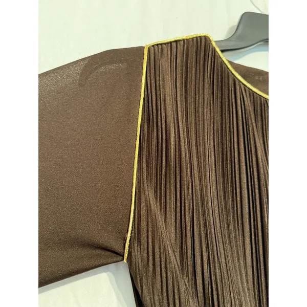 Vintage Hal Ferman Brown Pleated A-Line Dress disco 1970’s - no sz - see pics - Image 10