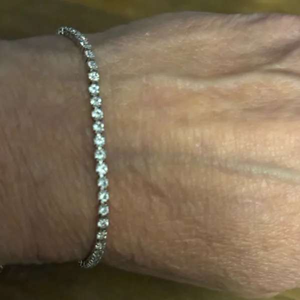 Silver tone dainty tennis bolo bracelet - Image 3