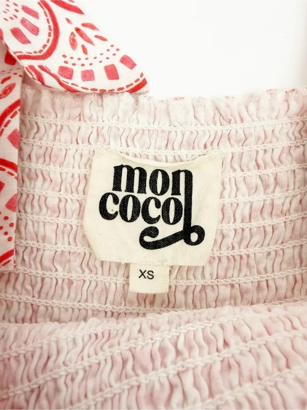 Mon Coco Lucy Convertible Smocked Tiered Maxi Midi Dress Red Vines Block Print - Image 11