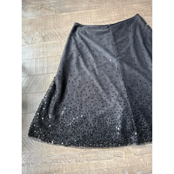 Petite Sophisticate‎ Women's Black A Line Sequined Skirt Size 4 - Image 6