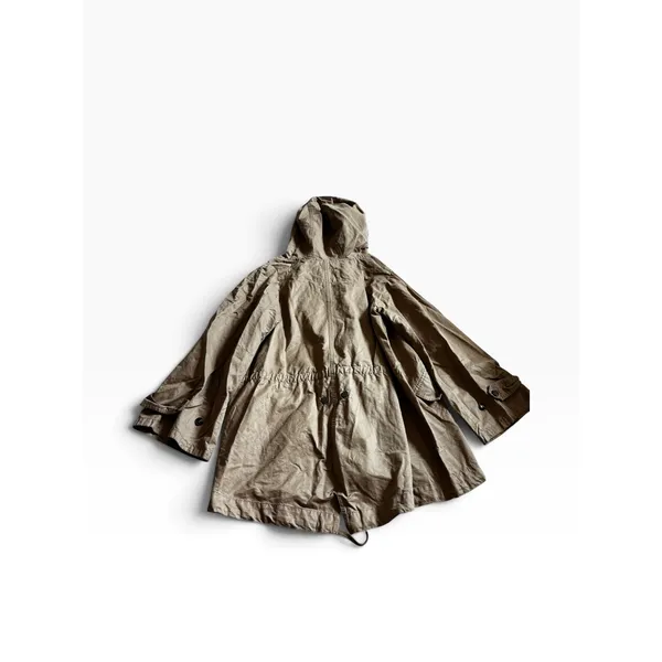 Zara Basic Parka Jacket Size Small Tan Utility Hooded Cotton Blend Coat - Image 2