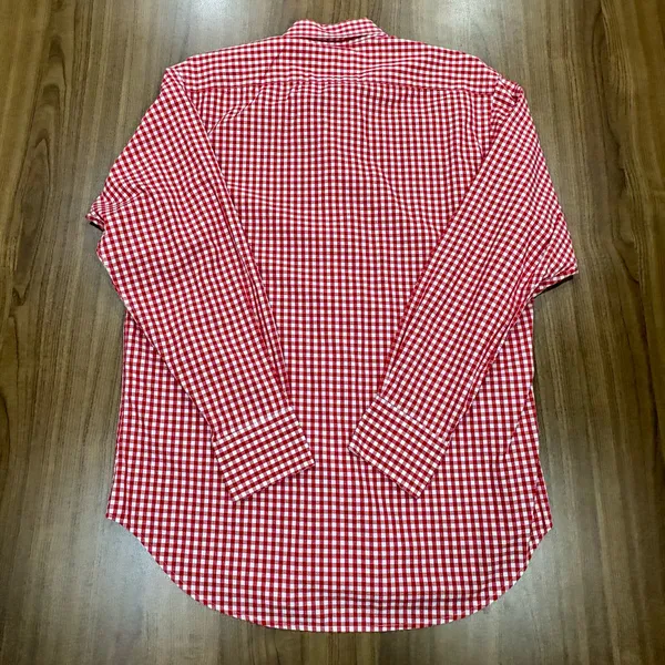 Thomas Dean Collegiate Arkansas Razorbacks Shirt Mens Medium Red Gingham Button - Image 4
