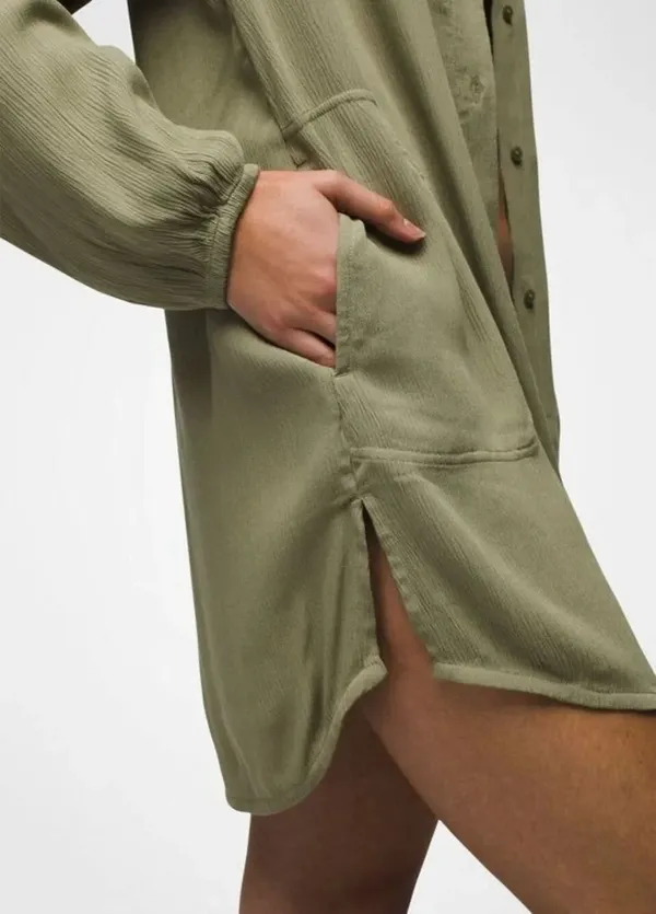 prAna Fernie Shirt Dress Women’s Small Sage Green Button Front Tunic Cover-Up #1 - Image 3