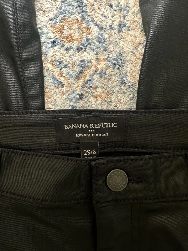 Banana Republic Low-Rise Bootcut Pants Size 29/8 Black Coated Denim Jeans - Image 3