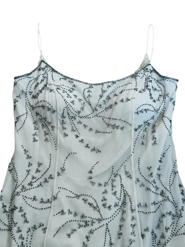 Le Gala By Mon Cheri Gray Silk Beaded Dress Size 8 Cocktail Party Prom Evening - Image 4