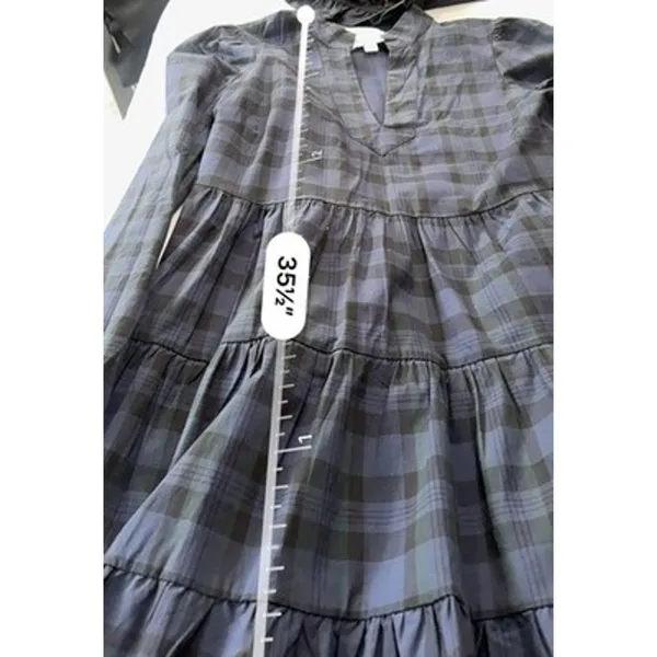 Sail To Sable Blackwatch Plaid Tunic Flare Dress Green Navy Tartan Womens Medium - Image 13
